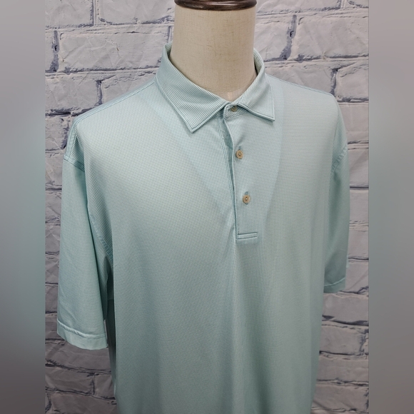 Peter Millar Men's Golf Polo Shirt Summer Comfort Light Green Herringbone sz XL - Picture 8 of 16